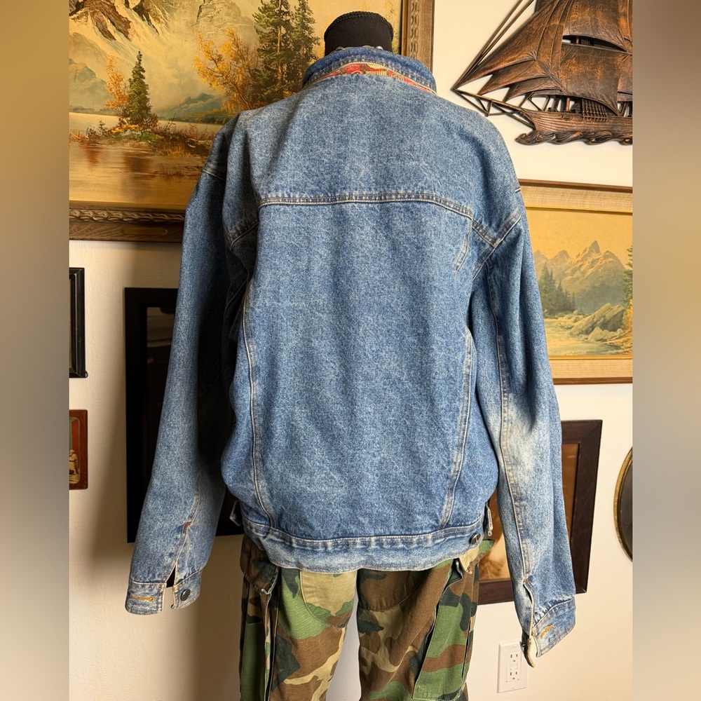 Vintage 1980s ACA-JOE Denim Trucker Jacket Fabric Lined Men's S-M Hong-Kong - Picture 12 of 16